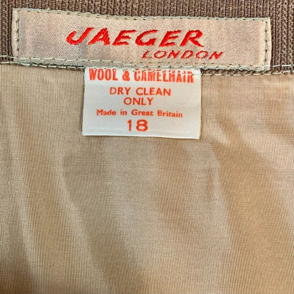 VINTAGE 50s Jaeger A-Line Wool & Camel Hair Knee Length Skirt - Picture 7 of 10
